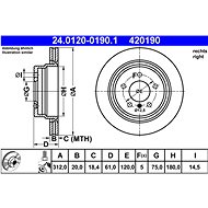 ATE 420190 brake disc 24.0120-0190.1, set of 2 - Brake Disc