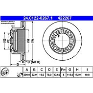 ATE 422267 brake disc 24.0122-0267.1, set of 2 - Brake Disc