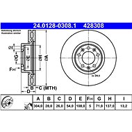 ATE 428308 brake disc 24.0128-0308.1, set of 2 - Brake Disc