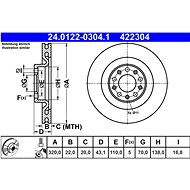 ATE 422304 brake disc 24.0122-0304.1, set of 2 - Brake Disc