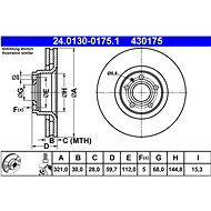 ATE 430175 brake disc 24.0130-0175.1, set of 2 - Brake Disc