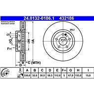 ATE 432186 brake disc 24.0132-0186.1, set of 2 - Brake Disc