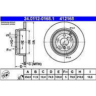 ATE 412168 brake disc 24.0112-0168.1, set of 2 - Brake Disc