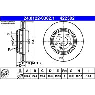 ATE 422302 brake disc 24.0122-0302.1, set of 2 - Brake Disc