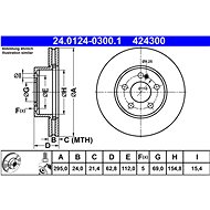 ATE 424300 brake disc 24.0124-0300.1, set of 2 - Brake Disc