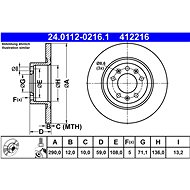 ATE 412216 brake disc 24.0112-0216.1, set of 2 - Brake Disc