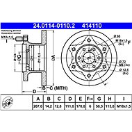 ATE 414110 brake disc 24.0114-0110.2, set of 2 - Brake Disc