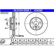 ATE 424260 brake disc 24.0124-0260.1, set of 2 - Brake Disc