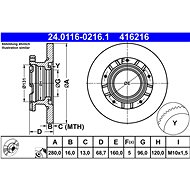 ATE 416216 brake disc 24.0116-0216.1, set of 2 - Brake Disc