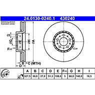 ATE 430240 brake disc 24.0130-0240.1, set of 2 - Brake Disc