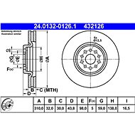 ATE 432126 brake disc 24.0132-0126.1, set of 2 - Brake Disc