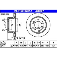 ATE 420207 brake disc 24.0120-0207.1, set of 2 - Brake Disc