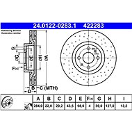 ATE 422283 brzdový kotouč 24.0122-0283.1, sada 2 ks - Brake Disc