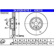 ATE 428310 brake disc 24.0128-0310.1, set of 2 - Brake Disc