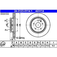 ATE 423114 brake disc 24.0123-0114.1, set of 2 - Brake Disc