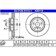 ATE 426114 brake disc 24.0126-0114.1, set of 2 - Brake Disc