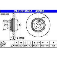 ATE 432159 brake disc 24.0132-0159.1, set of 2 - Brake Disc