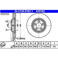 ATE 430182 brake disc 24.0130-0182.1, set of 2 - Brake Disc