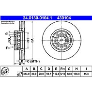 ATE 430104 brake disc 24.0130-0104.1, set of 2 - Brake Disc