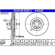 ATE 430229 brake disc 24.0130-0229.1, set of 2 - Brake Disc