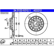 ATE 422212 brake disc 24.0122-0212.1, set of 2 - Brake Disc