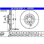 ATE 430181 brake disc 24.0130-0181.1, set of 2 - Brake Disc