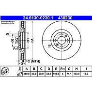 ATE 430230 brake disc 24.0130-0230.1, set of 2 - Brake Disc
