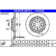 ATE 412215 brake disc 24.0112-0215.1, set of 2 - Brake Disc