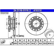 ATE brake disc 24.0116-0116.2, set of 2 - Brake Disc