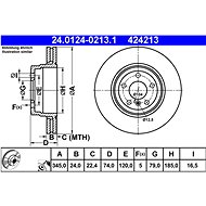 ATE 424213 brake disc 24.0124-0213.1, set of 2 - Brake Disc