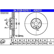 ATE 428210 brake disc 24.0128-0210.1, set of 2 - Brake Disc