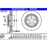 ATE 432181 brake disc 24.0132-0181.1, set of 2 - Brake Disc
