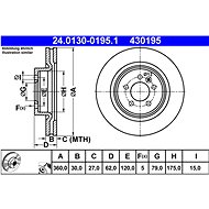 ATE 430195 brake disc 24.0130-0195.1, set of 2 - Brake Disc