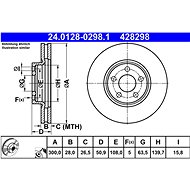 ATE 428298 brake disc 24.0128-0298.1, set of 2 - Brake Disc