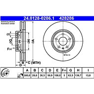 ATE 428286 brake disc 24.0128-0286.1, set of 2 - Brake Disc