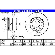 ATE 432188 brake disc 24.0132-0188.1, set of 2 - Brake Disc