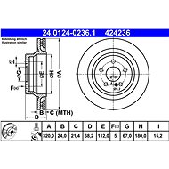 ATE 424236 brake disc 24.0124-0236.1, set of 2 - Brake Disc