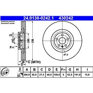 ATE 430242 brake disc 24.0130-0242.1, set of 2 - Brake Disc