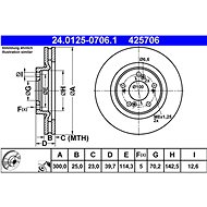 ATE 425706 brake disc 24.0125-0706.1, set of 2 - Brake Disc