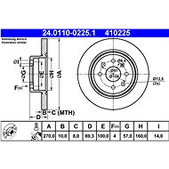 ATE 410225 brake disc 24.0110-0225.1, set of 2 - Brake Disc