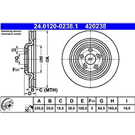 ATE 420238 brake disc 24.0120-0238.1, set of 2 - Brake Disc