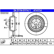 ATE 414114 brake disc 24.0114-0114.1, set of 2 - Brake Disc
