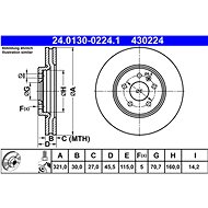 ATE 430224 brake disc 24.0130-0224.1, set of 2 - Brake Disc
