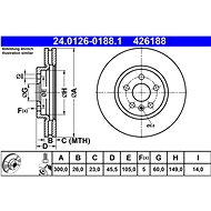 ATE 426188 brake disc 24.0126-0188.1, set of 2 - Brake Disc