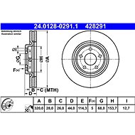 ATE 428291 brake disc 24.0128-0291.1, set of 2 - Brake Disc