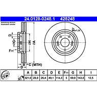 ATE 428248 brake disc 24.0128-0248.1, set of 2 - Brake Disc