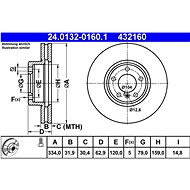 ATE brake disc 24.0132-0160.1, set of 2 - Brake Disc