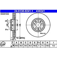 ATE 430241 brake disc 24.0130-0241.1, set of 2 - Brake Disc