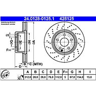 ATE 428125 brake disc 24.0128-0125.1, set of 2 - Brake Disc