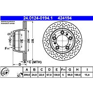 ATE 424194 brake disc 24.0124-0194.1, set of 2 - Brake Disc